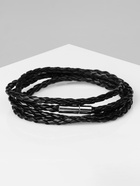 Браслет унисекс «Кожаное плетение», цвет чёрный с серебром, 82 см - фото 59308117