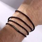 Браслет унисекс «Кожаное плетение», цвет коричневый с серебром, 82 см - Фото 3