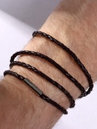 Браслет унисекс «Кожаное плетение», цвет коричневый с серебром, 82 см - Фото 2