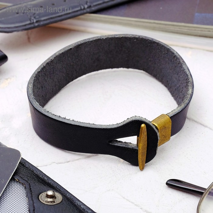 Браслет кожа «Викинг» выпуклый, цвет чёрный - Фото 1