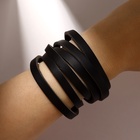 Браслет кожаный «Резной», чёрный с чернёным серебром, 44 см - Фото 7