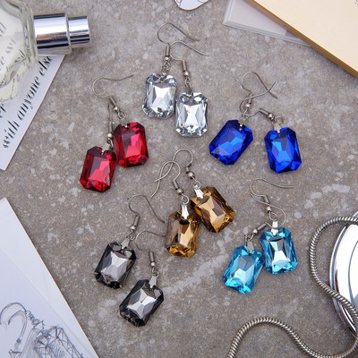 Серьги из стекла «Яркий день» прямоугольник, миксы