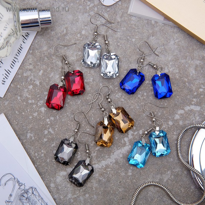 Серьги из стекла «Яркий день» прямоугольник, миксы - Фото 1