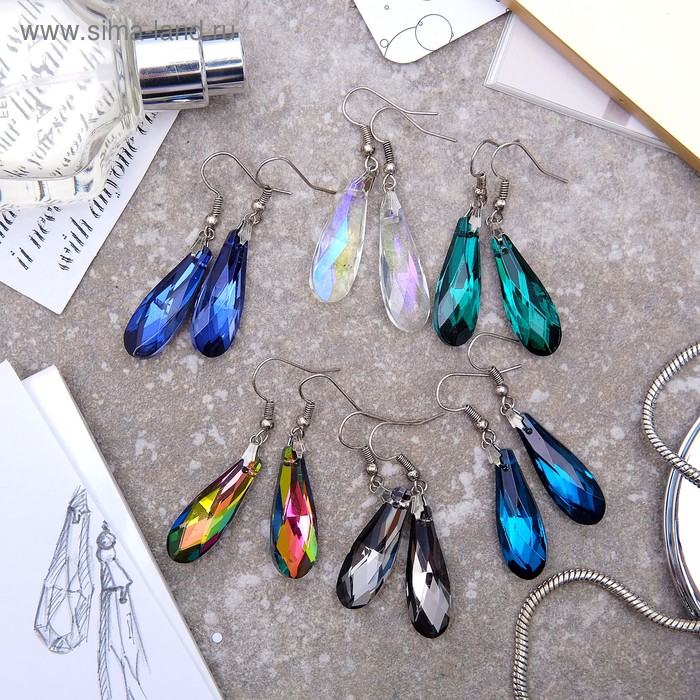 Серьги из стекла «Яркий день» капля, миксы - Фото 1