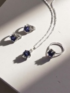 Гарнитур 3 предмета: серьги, кулон, кольцо безразмерное «Эдель» цветы, цвет синий в серебре, 50 см - Фото 7