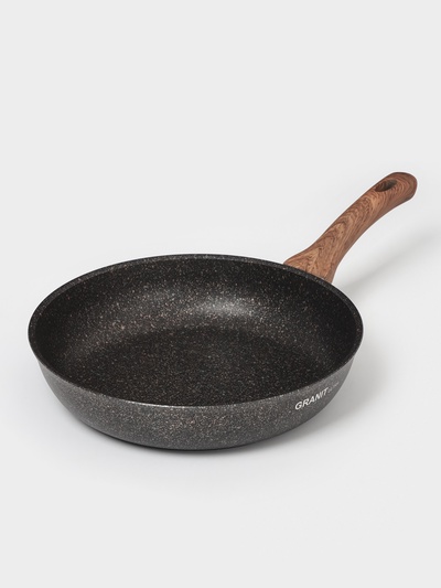 Сковорода KUKMARA Granit Ultra original, d=28 см, пластиковая ручка, антипригарное покрытие, алюминий, чёрная
