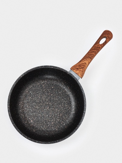 Сковорода KUKMARA Granit Ultra original, d=24 см, пластиковая ручка, антипригарное покрытие, литой алюминий, коричневая
