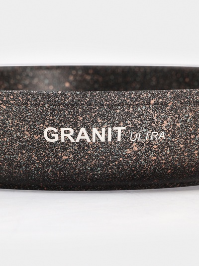 Сковорода KUKMARA Granit Ultra original, d=24 см, пластиковая ручка, антипригарное покрытие, литой алюминий, коричневая