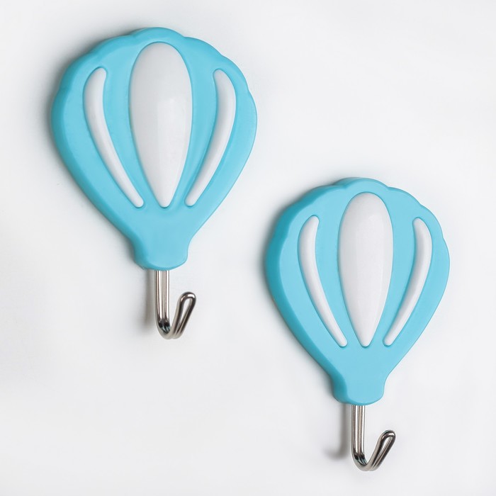 Крючки самоклеящиеся «Воздушный шар», 2 шт, цвет МИКС - Фото 1