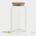 Банка для сыпучих Bella Tenero «Эко», 1 л, 9.5×18 см, с бамбуковой крышкой, стекло, прозрачная - Фото 1