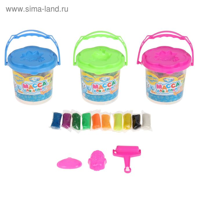 Набор теста в банке: 12 цветов х 15 гр, формочки, ролик для раскатки - Фото 1