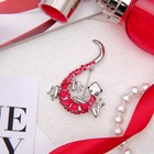 Брошь «Ящерица» токи, цвет красный в серебре - Фото 1