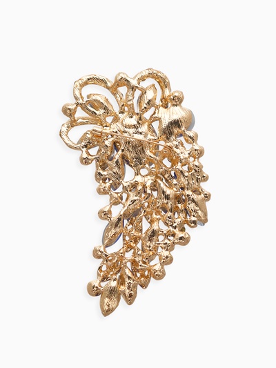 Брошь «Императрица», иней, синяя в золоте