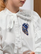 Брошь «Императрица» иней, синяя в золоте 3443396 - фото 16860035