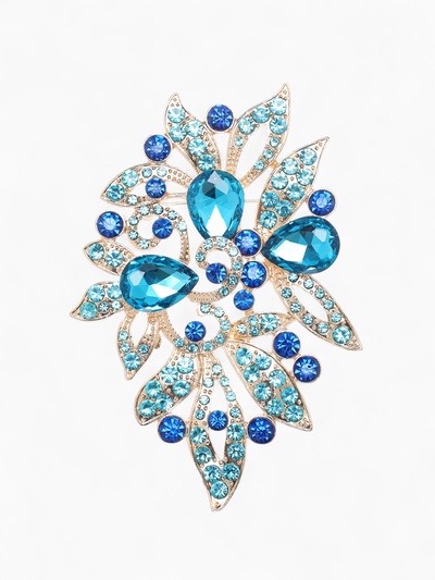 Брошь «Императрица» роса, голубая в золоте
