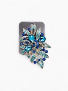 Брошь «Императрица» роса, голубая в золоте - Фото 4