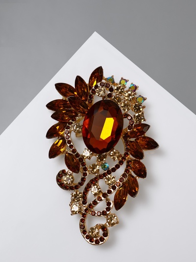 Брошь «Императрица», лавра, шампанского в золоте