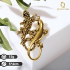 Брошь со стразами «Ящерки» дуэт, цвет белый в бронзе - Фото 1