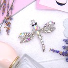 Брошь «Стрекоза инкрустированная», цвет радужный в серебре - Фото 1