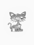 Брошь «Кошечка» хитрая, цвет бело-голубой в серебре - Фото 3