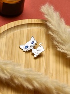 Брошь «Кошечка» хитрая, цвет бело-голубой в серебре - Фото 2