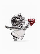 Брошь «Купидон» девочка, цвет красно-белый в чернёном серебре - Фото 1