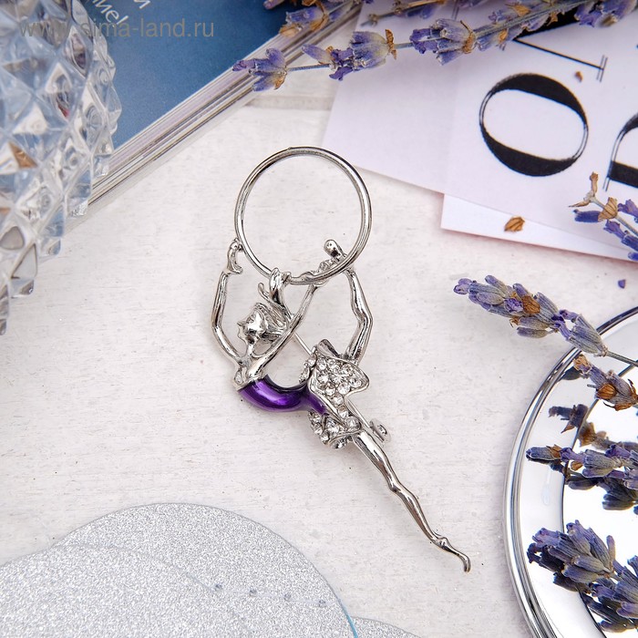 Брошь «Гимнастка» с хулахупом, цвет фиолетовый в серебре - Фото 1