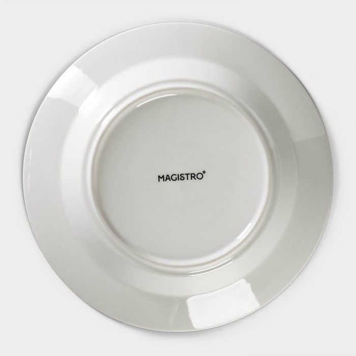 Тарелка фарфоровая обеденная Magistro «Морской бриз», 400 мл, d=20 см, цвет белый - фото 1884862796