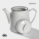 Чайник фарфоровый заварочный Magistro «Морской бриз», 850 мл, цвет белый - фото 4248421