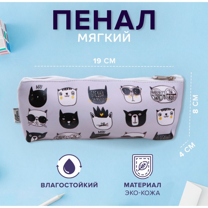 Пенал школьный, искусственная кожа «Следуй за мной» 8×19×4 см - Фото 1