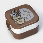 Ланч - бокс в школу IDEA «Совы», 2 отделения, 800 мл, 12.5×13×8.5 см, пластик, коричневый - Фото 3