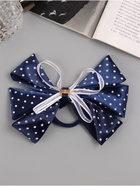 Бант для волос на резинке «Школьница», белый горошек, 14 см, бело-синий - Фото 3