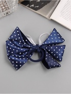 Бант для волос на резинке «Школьница», белый горошек, 14 см, бело-синий - Фото 4