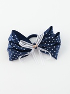 Бант для волос на резинке «Школьница», белый горошек, 14 см, бело-синий - Фото 5