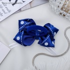 Бант для волос на резинке «Школьница», горох, 7 см, бело-синий - Фото 3