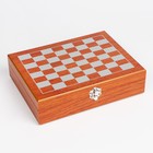 Набор 7 в 1: фляжка 8 oz, с гербом, 4 рюмки, воронка, шахматы, 18 х 24 см - фото 9810247