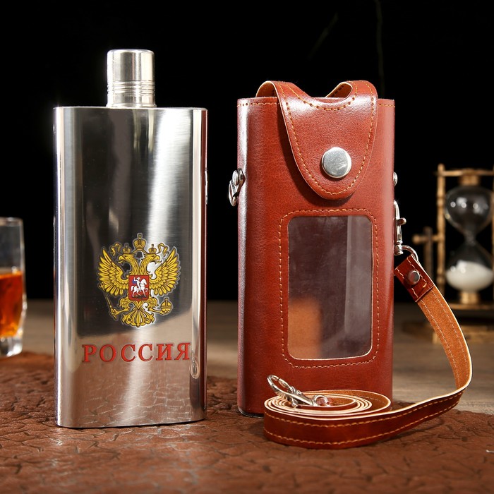 Фляжка для алкоголя и воды из нержавеющей стали, чехол, подарочная, армейская, 330 мл - фото 1884863099