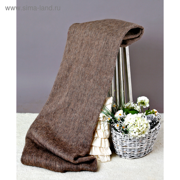 Одеяло полушерстяное, гладкокрашеное, 140х205 см, цвет серый, 380 г/м2 - Фото 1