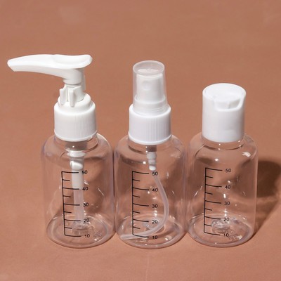 Набор для хранения, 3 предмета, с разметкой, цвет белый/прозрачный