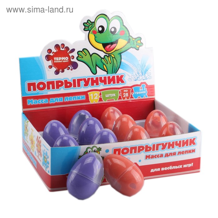 Жвачка для рук в яйце, набор 12 шт по 28 гр., цвет термо (меняет цвет в холодной/горячей воде) - Фото 1