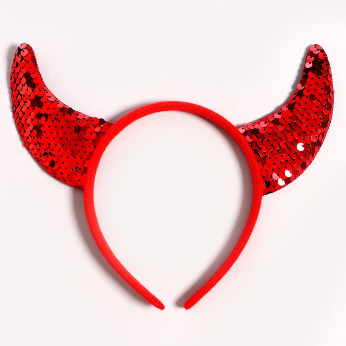 Карнавальный ободок «Рожки», с пайетками - Фото 1