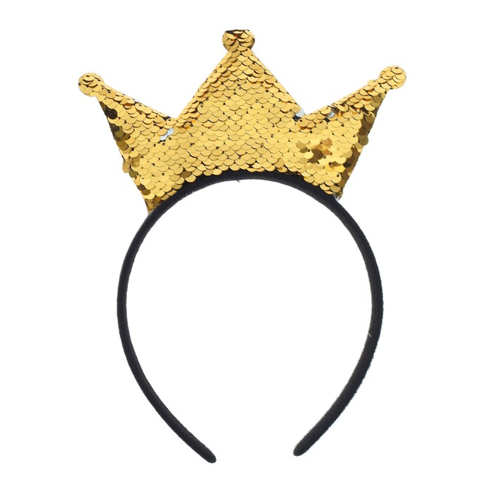 Ободок «Корона», с пайетками, цвет золотой