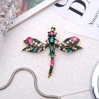 Брошь «Стрекоза инкрустированная», цветная в черненом золоте - Фото 1