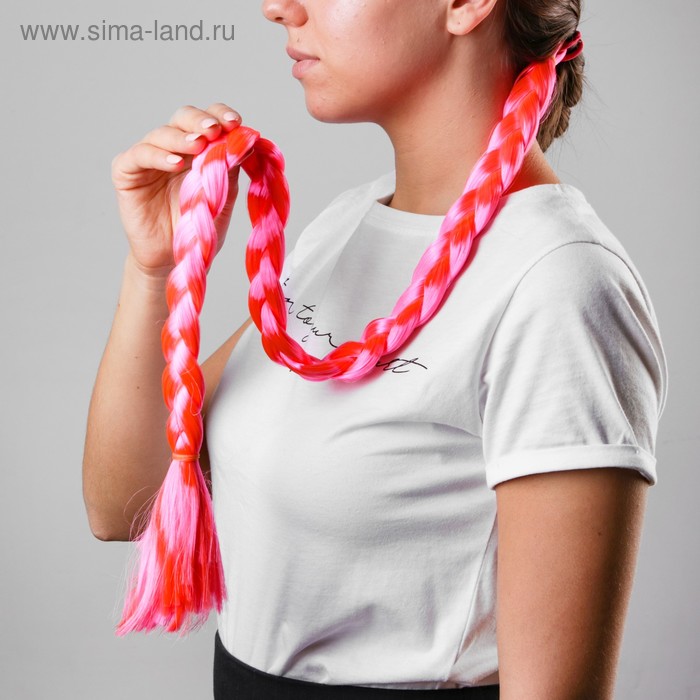 Коса на резинке, 80 см, цвет розовый - Фото 1