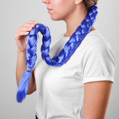 Коса на резинке, 80 см, цвет синий