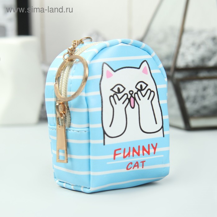 Кошелёк женский, отдел на молнии, кольцо, цвет голубой - Фото 1