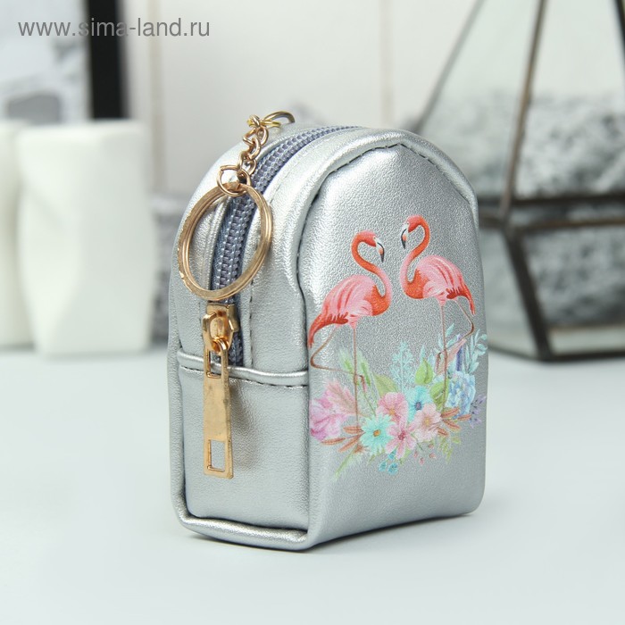 Кошелёк женский, отдел на молнии, кольцо, цвет серебристый - Фото 1
