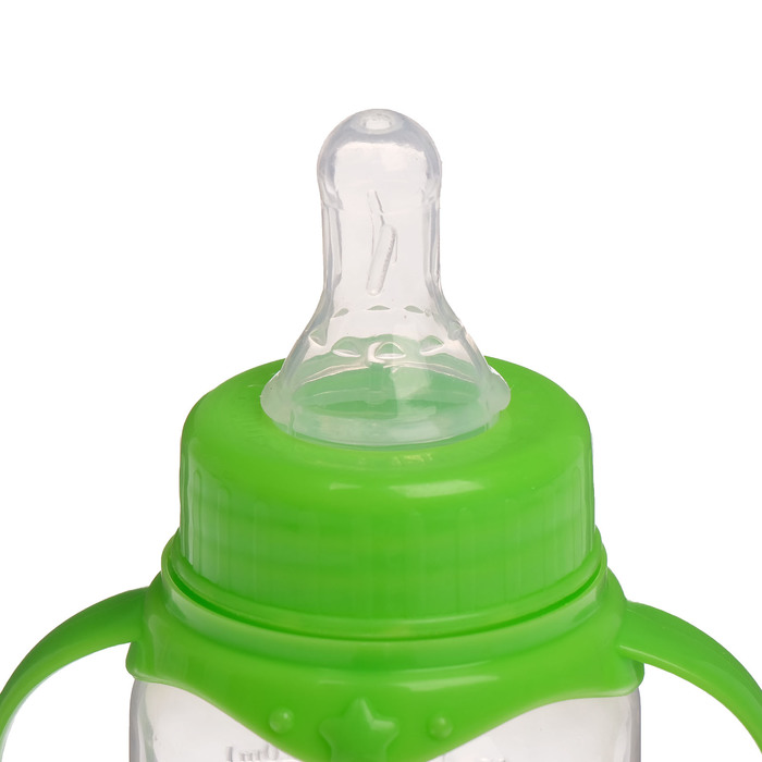Бутылочка для кормления «Лисичка Соня», классическое горло, с ручками, 150 мл, от 0 мес., цвет зелёный - фото 1893720727