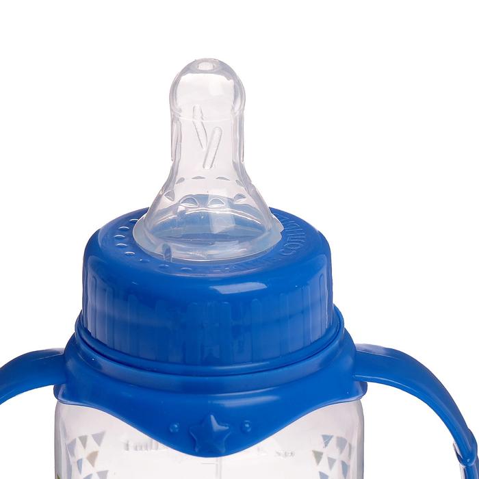 Бутылочка для кормления с ручками «Моя первая бутылочка», классическое горло, 150 мл., от 0 мес., цвет синий - фото 1896665251