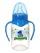 Бутылочка для кормления M&B «Моя первая бутылочка» с ручками, классическое горло, от 0 мес., 150 мл., синий 2969890